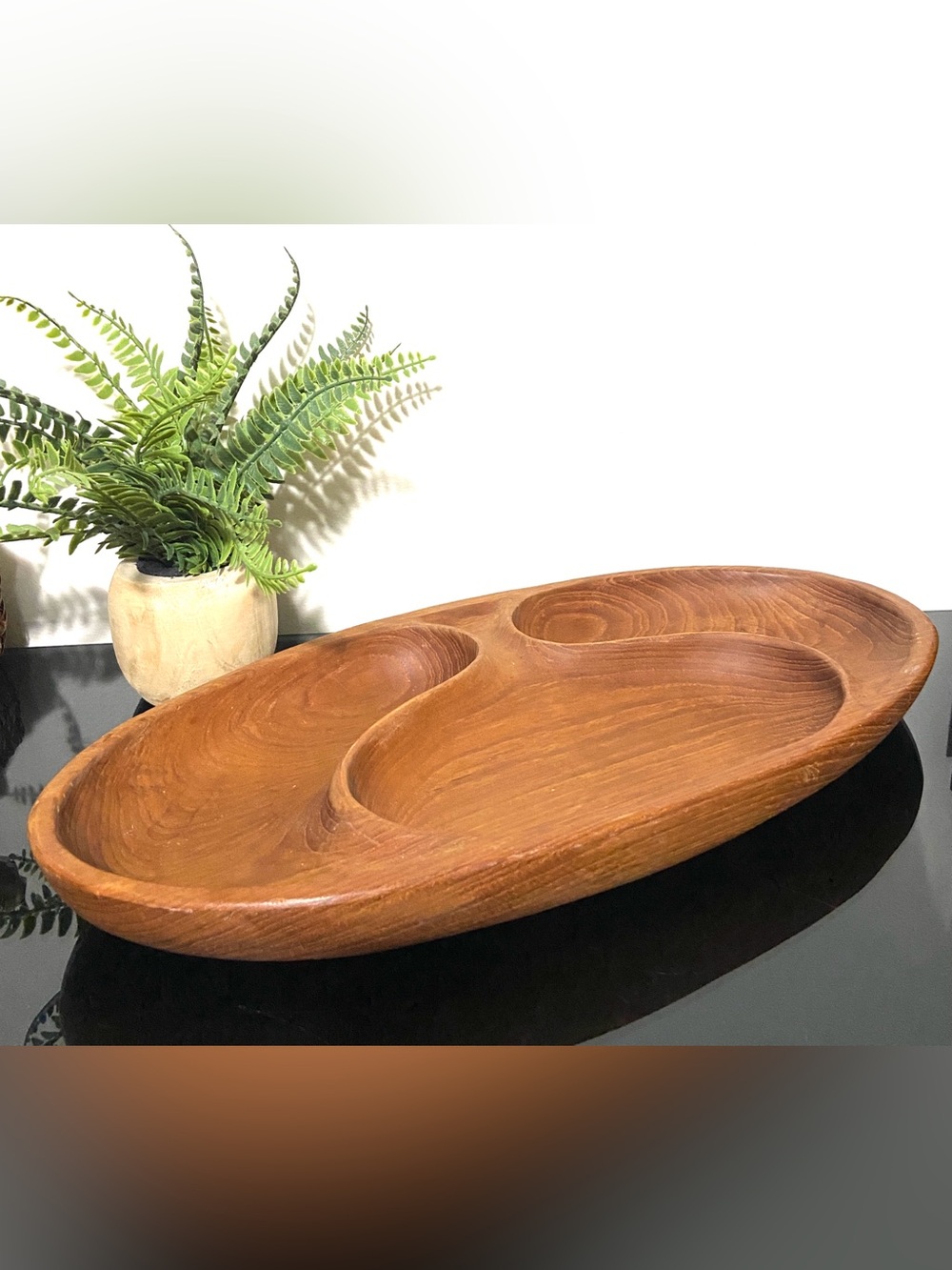 MCM Knobler Teak divided serving tray